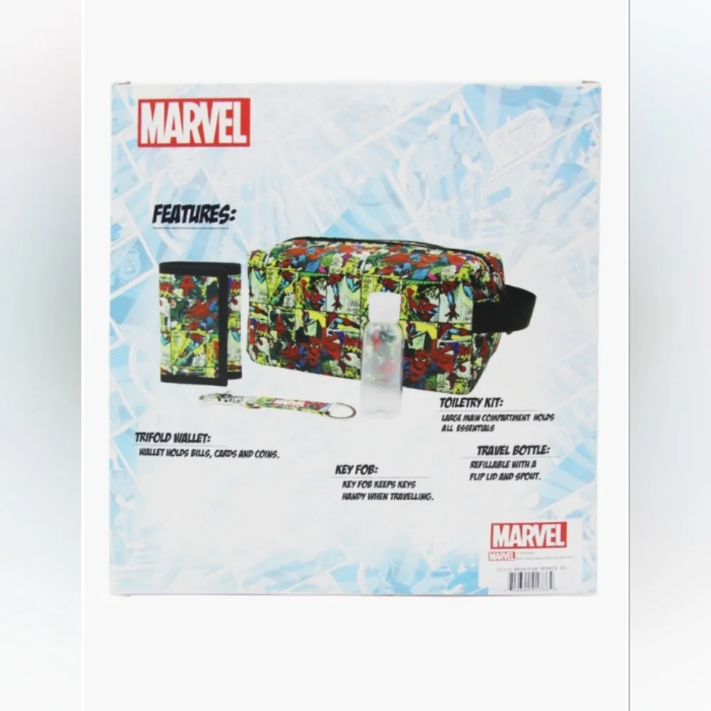 Marvel Heroes 4 Piece Accessory Set Includes Wallet Key Fob & Toiletry Kit
